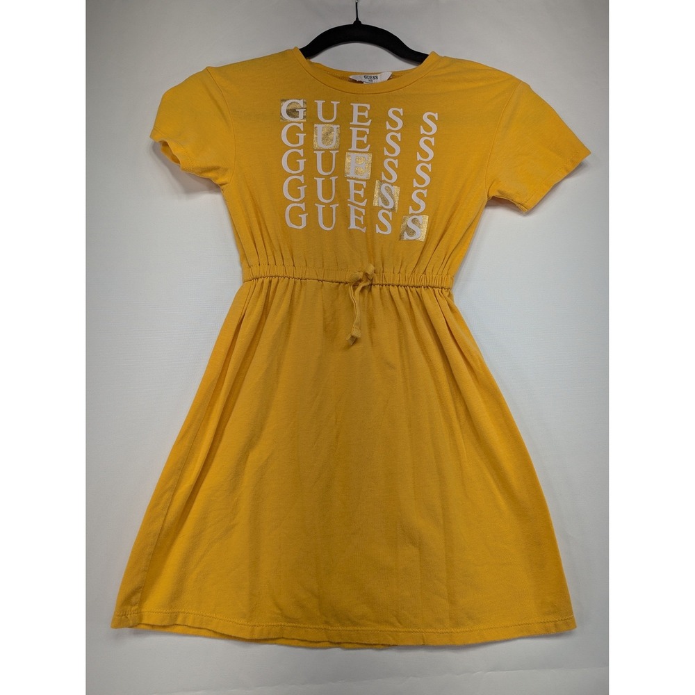 Girls Guess Yellow Short Sleeve Drawstring Waist T Shirt Dress Size‎ 6X